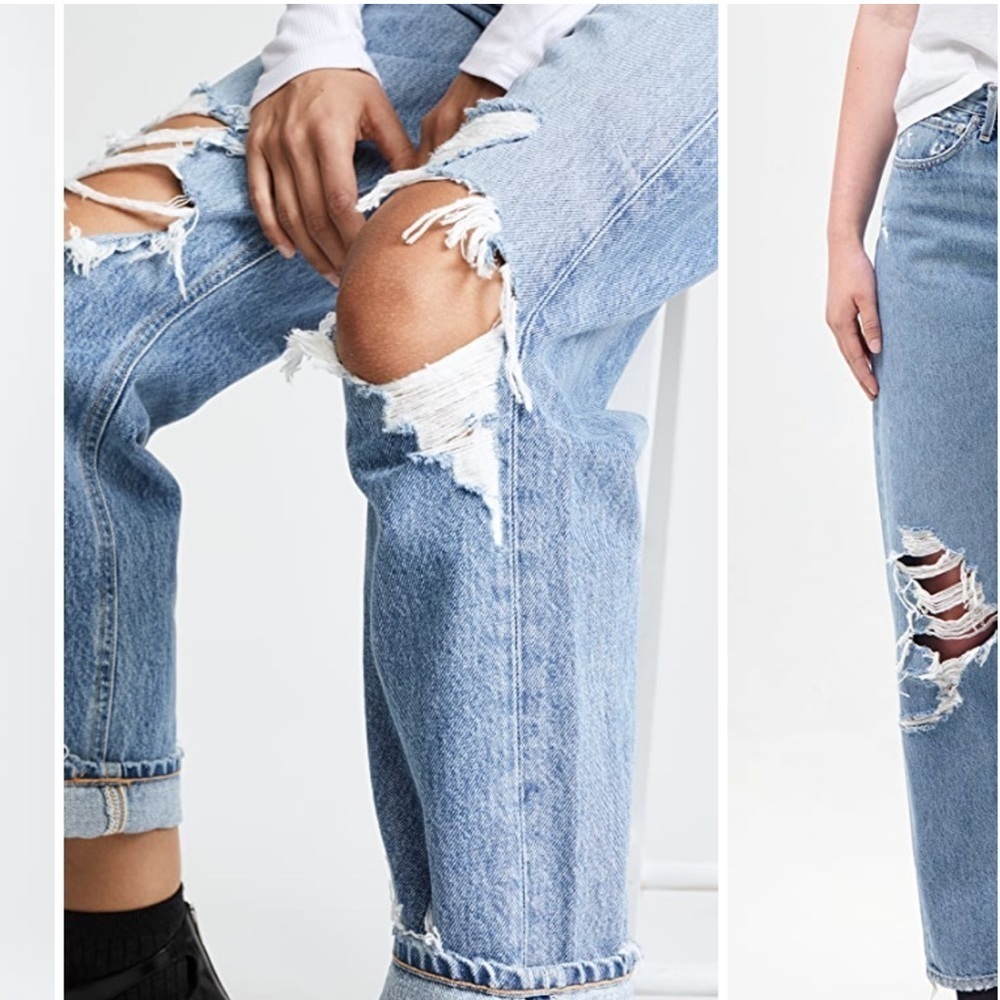AGOLDE ‘90s Fit Loose Fit Jeans Fall Out Blue Washed Distressed High Rise - Picture 4 of 11